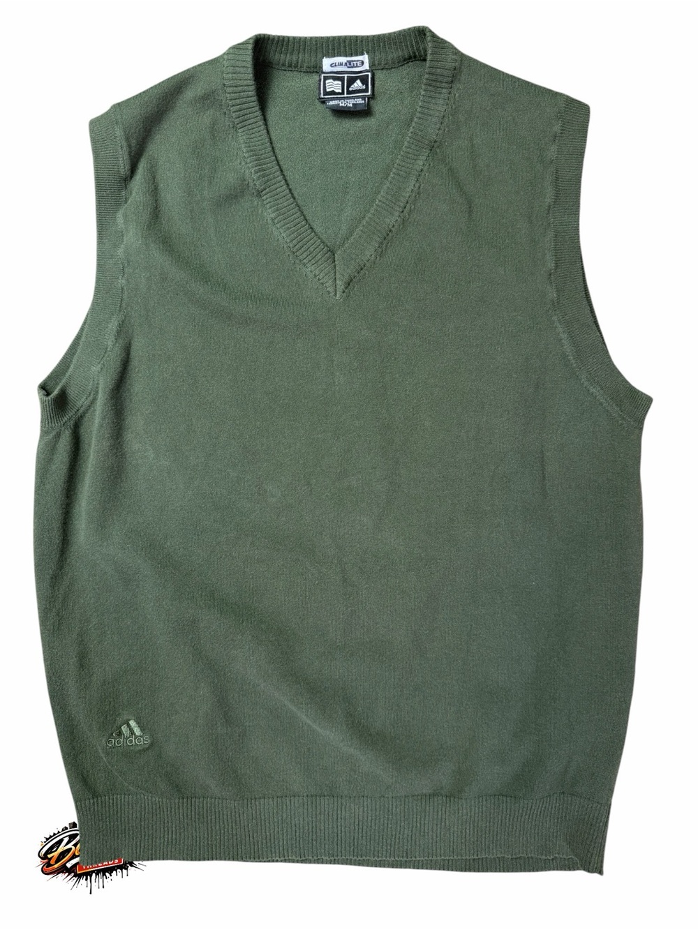 adidas Climalite Golf‎ Men's Medium Olive Green V-Neck Knit Sweater Vest